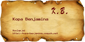 Kopa Benjamina névjegykártya